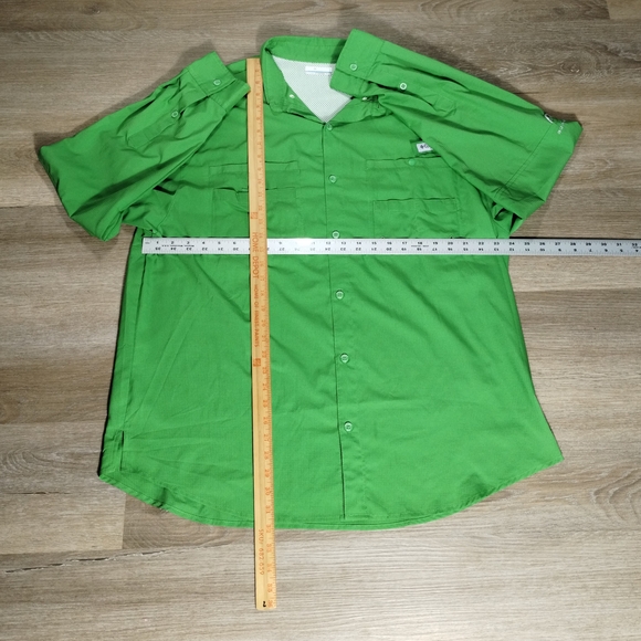 Columbia PFG Bahama II Lime Green Casual Button Down Shirt XL Fisherman Utility - Picture 6 of 7